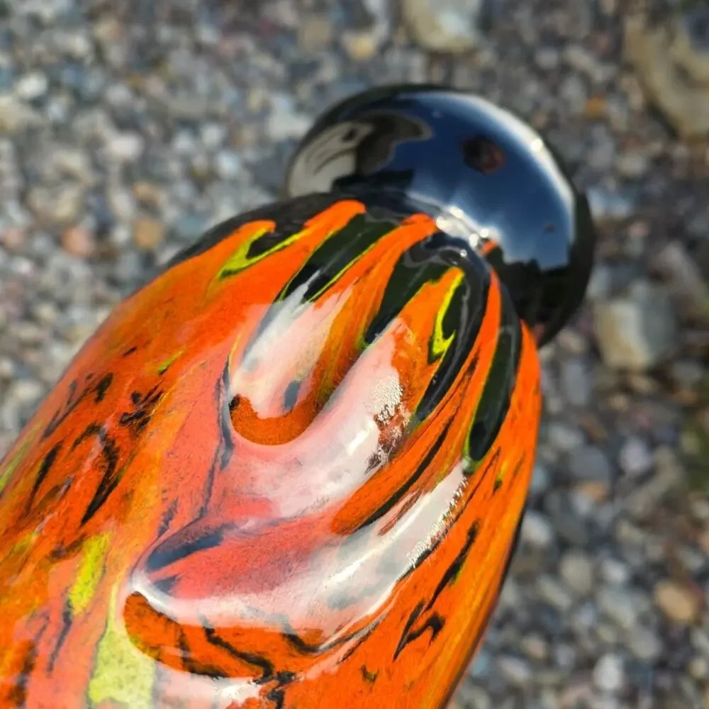 Vintage Signed MCM Fat Lava Style California Pottery Drip Vase Made in USA
